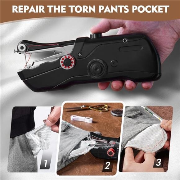 Handheld Sewing Machine with Black Storage Case and 109-Piece Sewing Kit, Mini - Picture 4 of 8